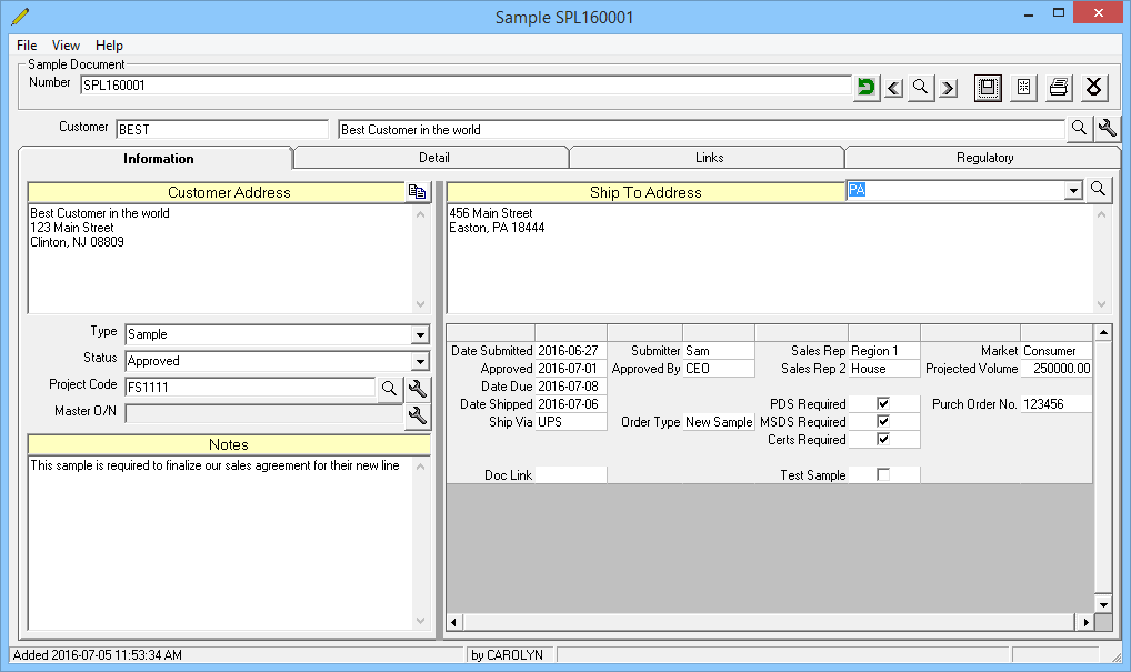 sample manager screen 1