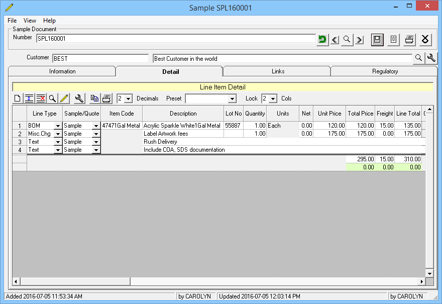 sample manager screen 2